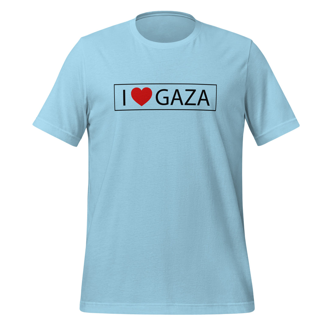 Women T-Shirt - I Love Gaza, T Shirt Ocean Blue