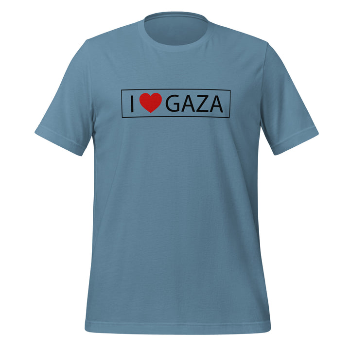 Women T-Shirt - I Love Gaza, T Shirt Steel Blue