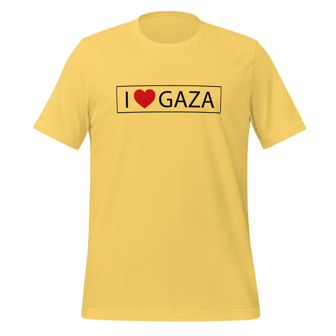 Women T-Shirt - I Love Gaza, T Shirt Yellow