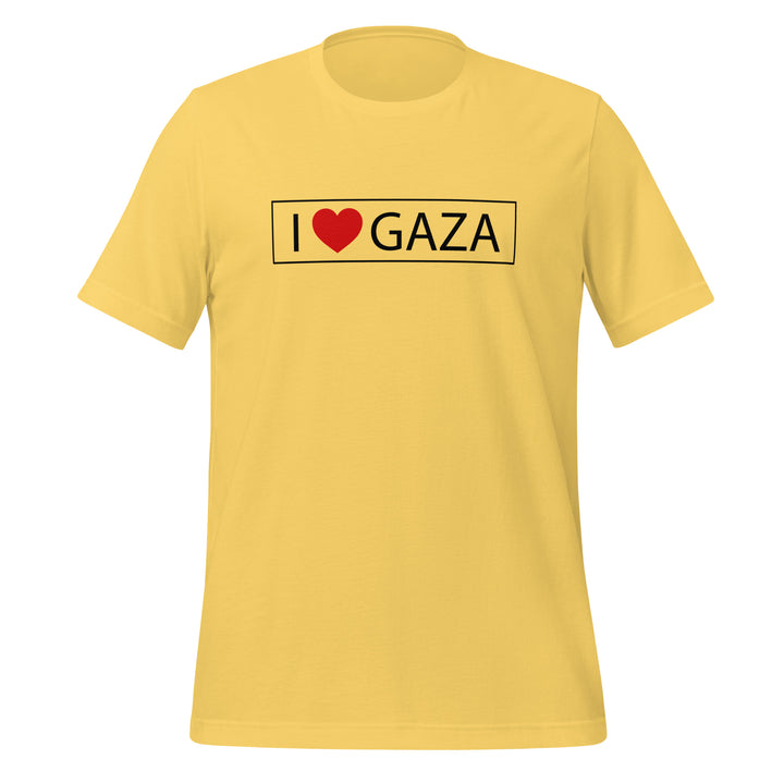 Women T-Shirt - I Love Gaza, T Shirt Yellow