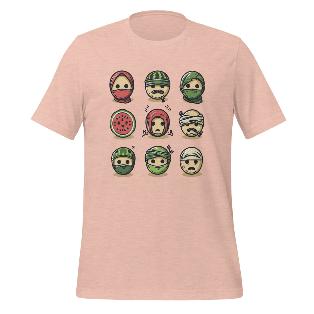 Women t-shirt - Palestine Emoji, T Shirt Heather Prism Peach