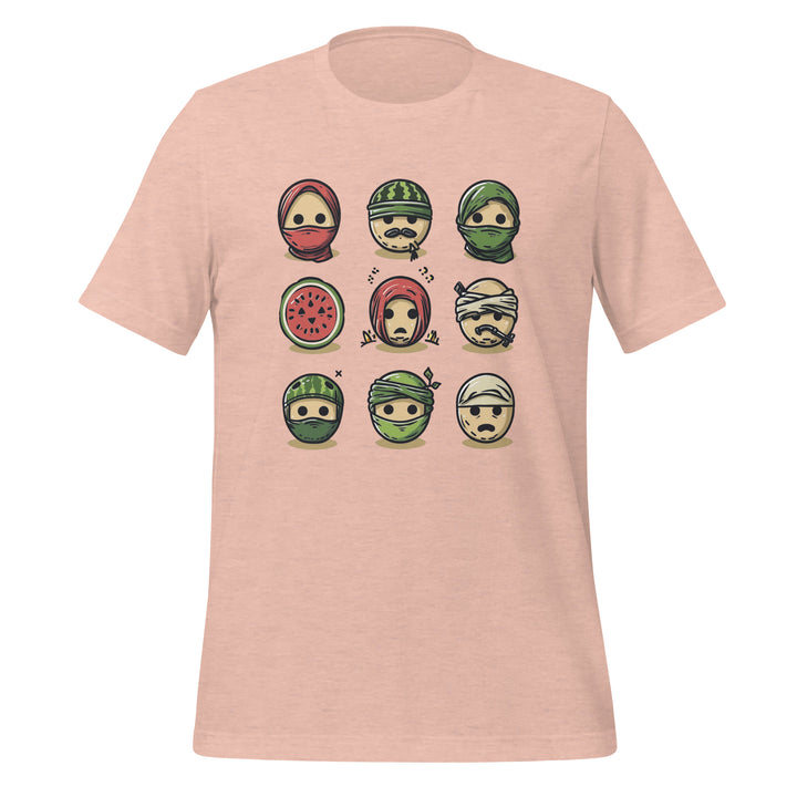 Women t-shirt - Palestine Emoji, T Shirt Heather Prism Peach