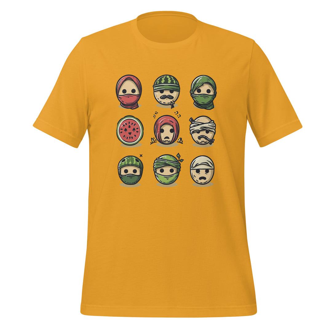 Women t-shirt - Palestine Emoji, T Shirt Mustard