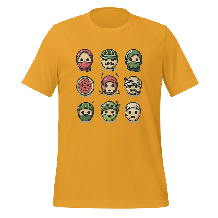 Women t-shirt - Palestine Emoji, T Shirt Mustard