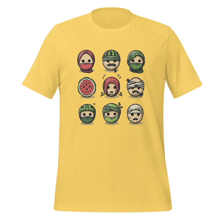 Women t-shirt - Palestine Emoji, T Shirt Yellow