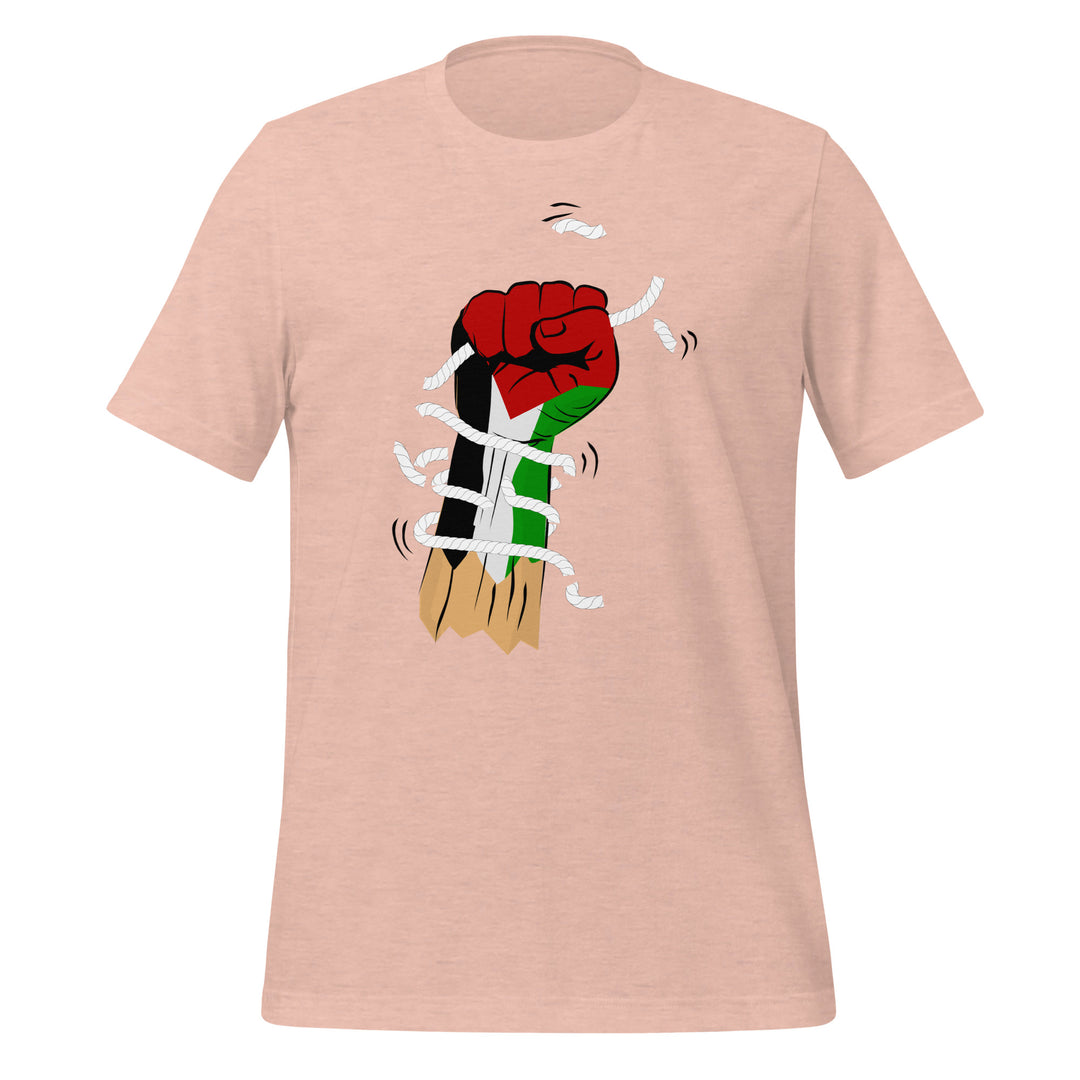 Women t-shirt - Palestine Hand, T Shirt Heather Prism Peach