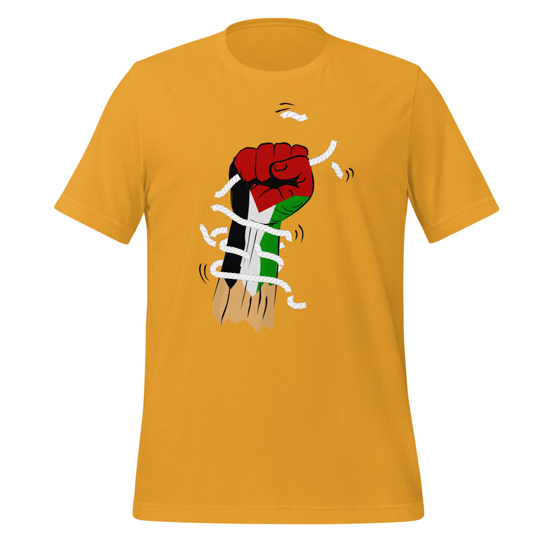 Women t-shirt - Palestine Hand, T Shirt Mustard