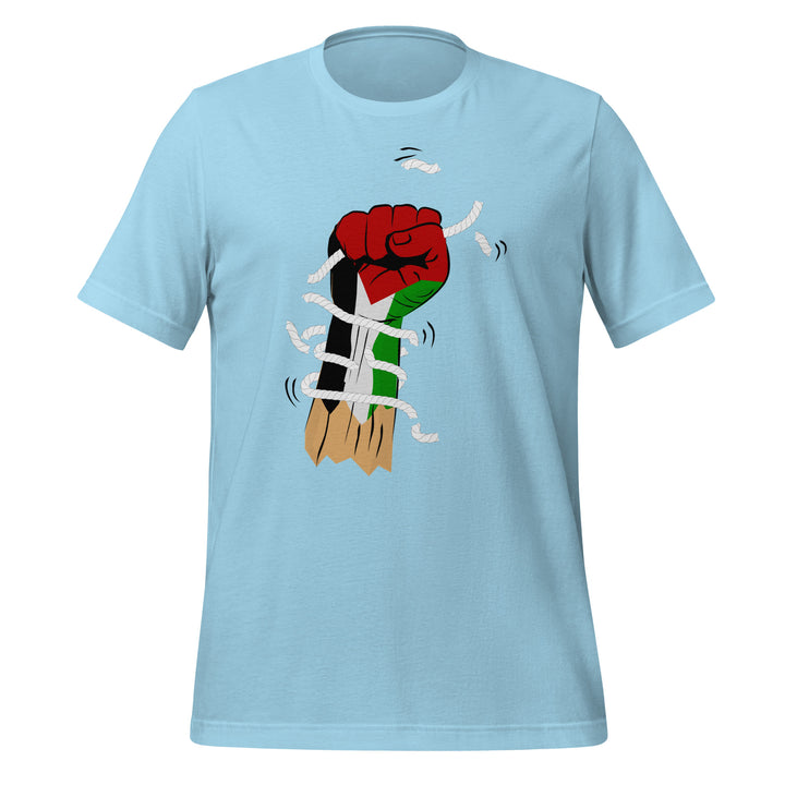 Women t-shirt - Palestine Hand, T Shirt Ocean Blue