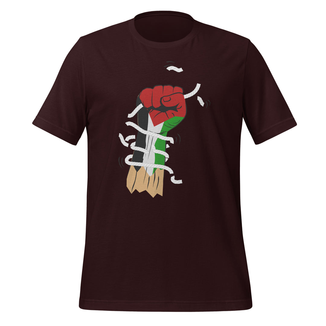 Women t-shirt - Palestine Hand, T Shirt Oxblood Black