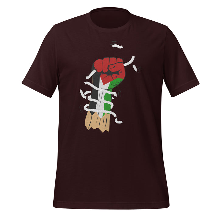 Women t-shirt - Palestine Hand, T Shirt Oxblood Black