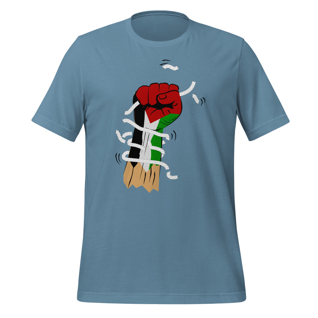 Women t-shirt - Palestine Hand, T Shirt Steel Blue