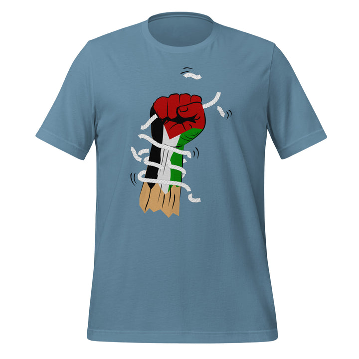 Women t-shirt - Palestine Hand, T Shirt Steel Blue