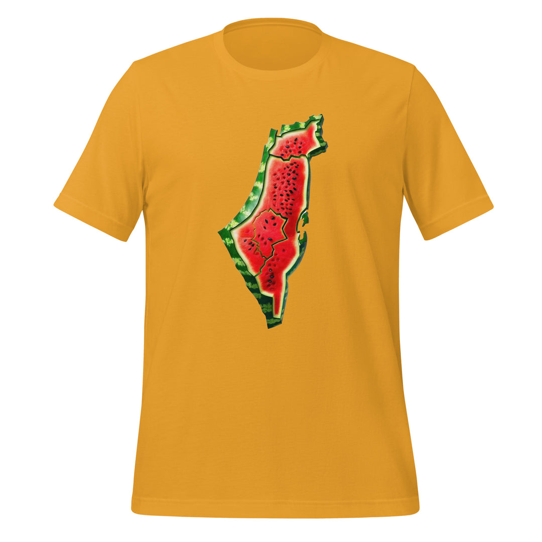 Women t-shirt - Palestine Watermelon, T Shirt Mustard
