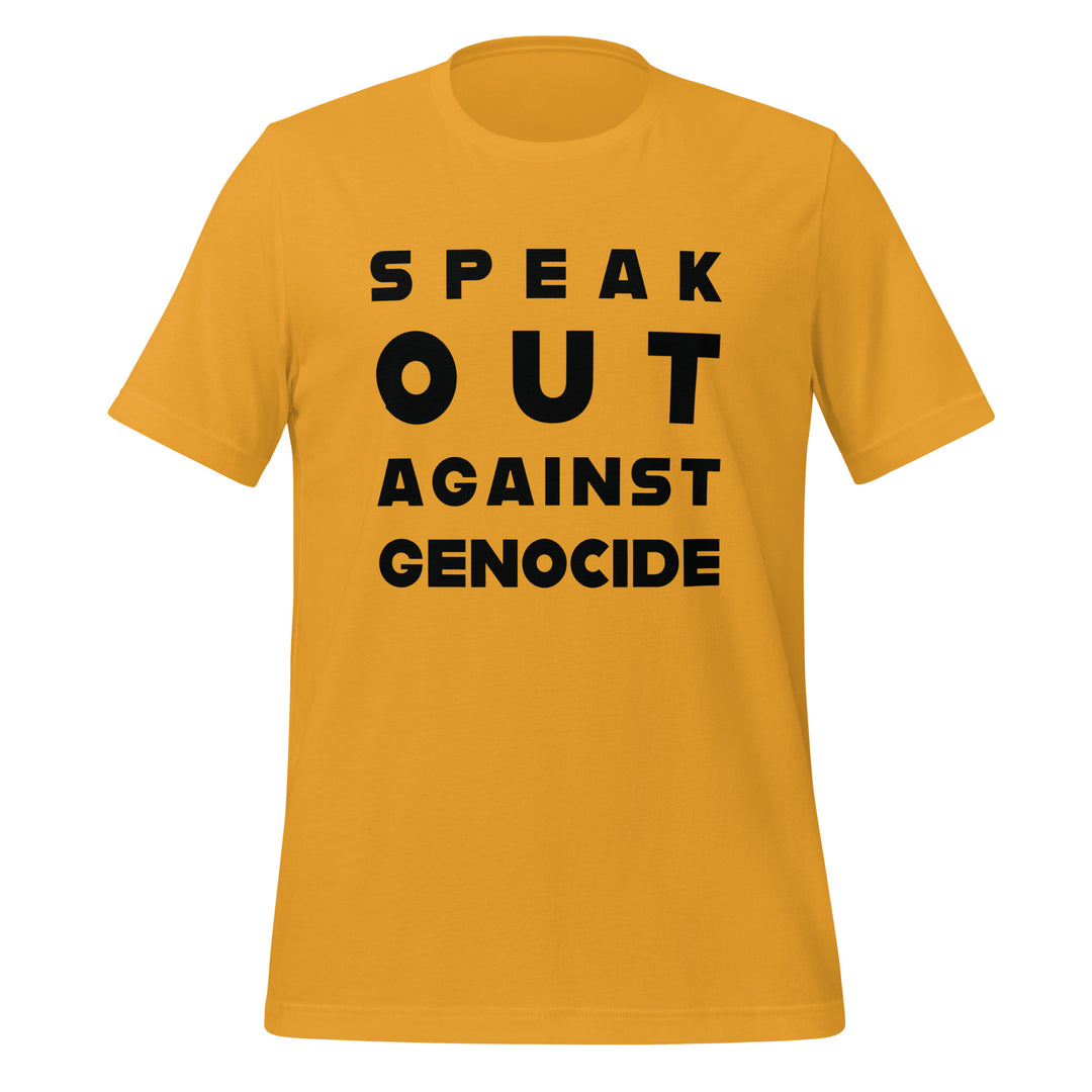 Women t-shirt - Speak out against genocide, T Shirt Mustard