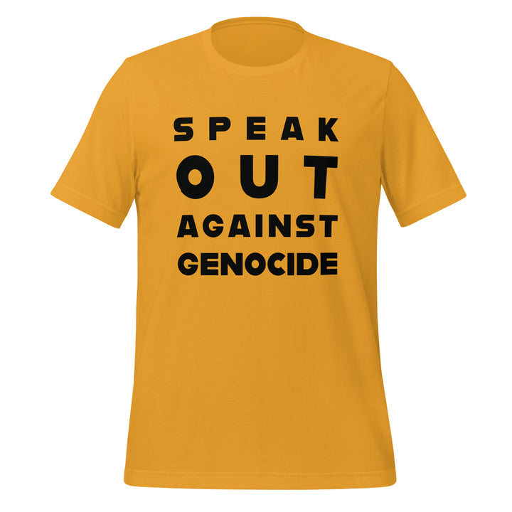 Women t-shirt - Speak out against genocide, T Shirt Mustard
