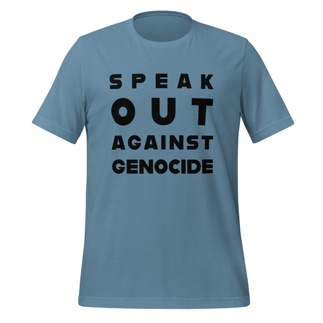 Women t-shirt - Speak out against genocide, T Shirt Steel Blue