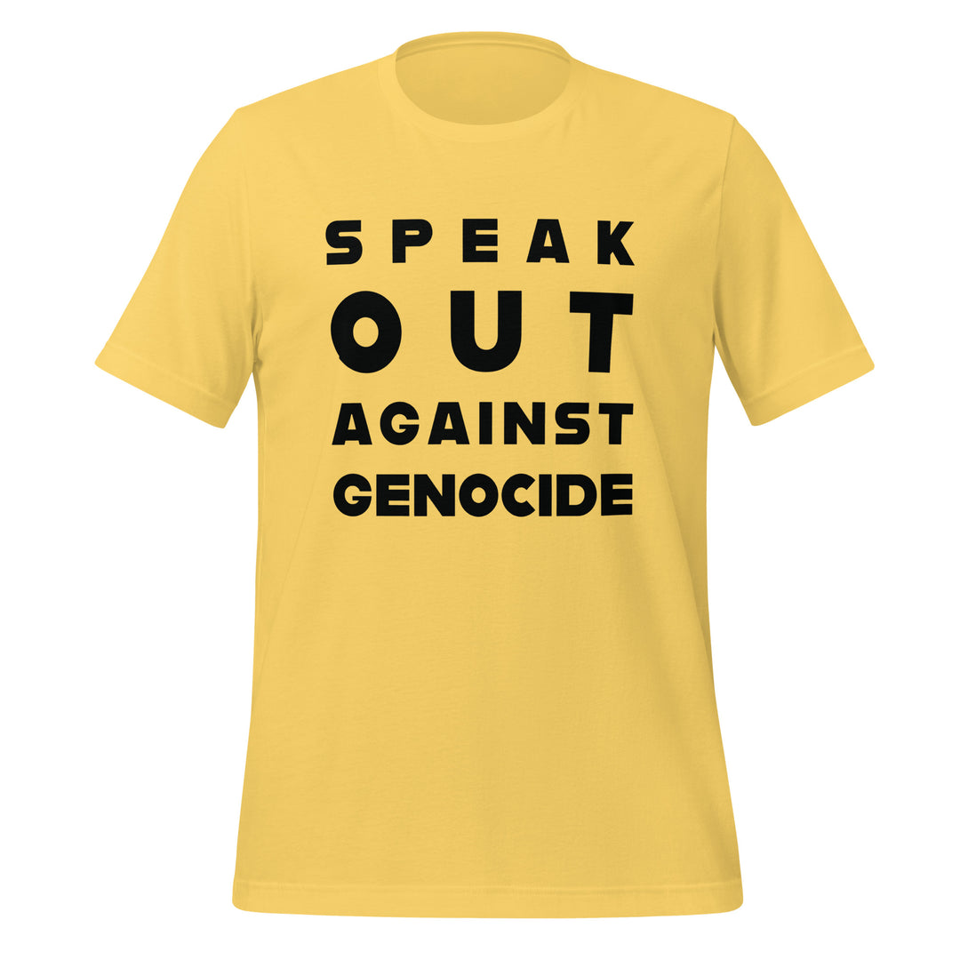 Women t-shirt - Speak out against genocide, T Shirt Yellow