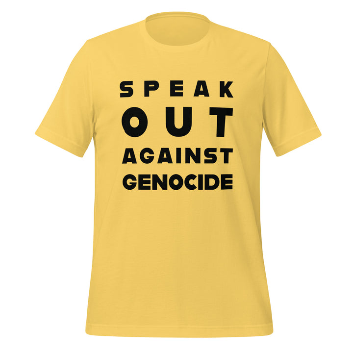 Women t-shirt - Speak out against genocide, T Shirt Yellow