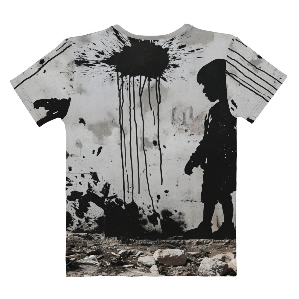 Women's All-Over T-shirt - Palestine Wall, Womens Crew Neck T Shirt White