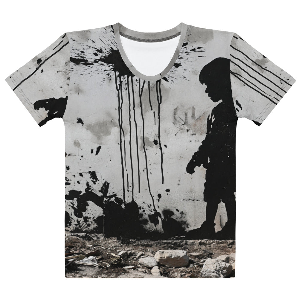 Women's All-Over T-shirt - Palestine Wall, Womens Crew Neck T Shirt White