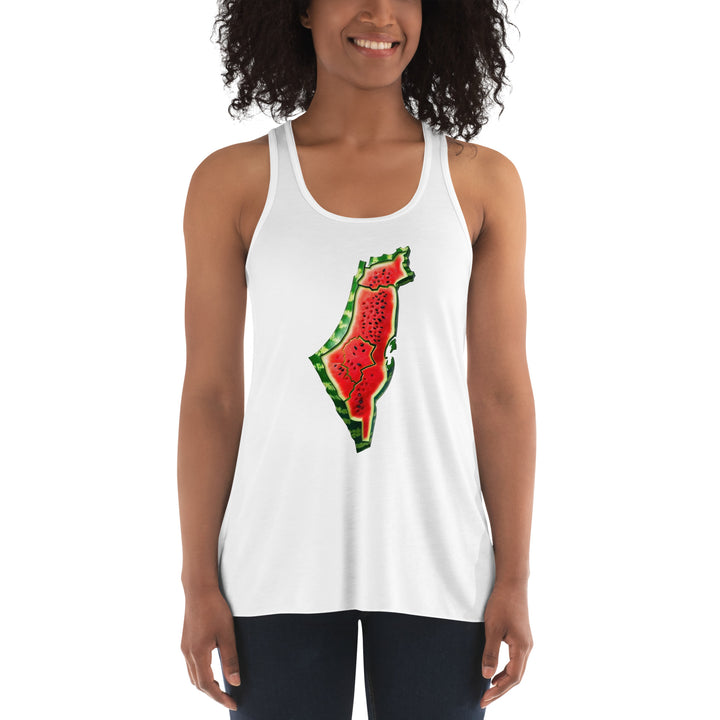 Women's Flowy Racerback Tank | Palestine Watermelon