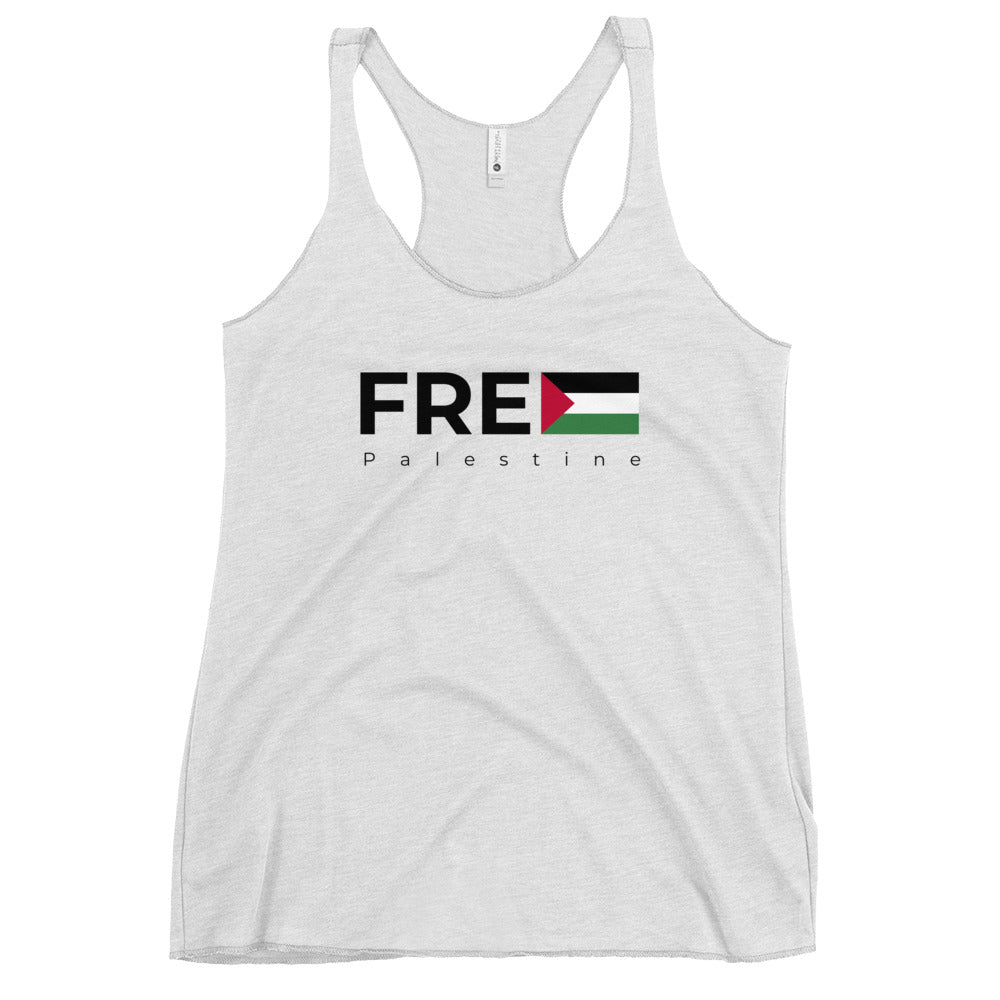 Women's Racerback Tank Next Level - Free Palestine, Womens Racerback Tank Top Heather White