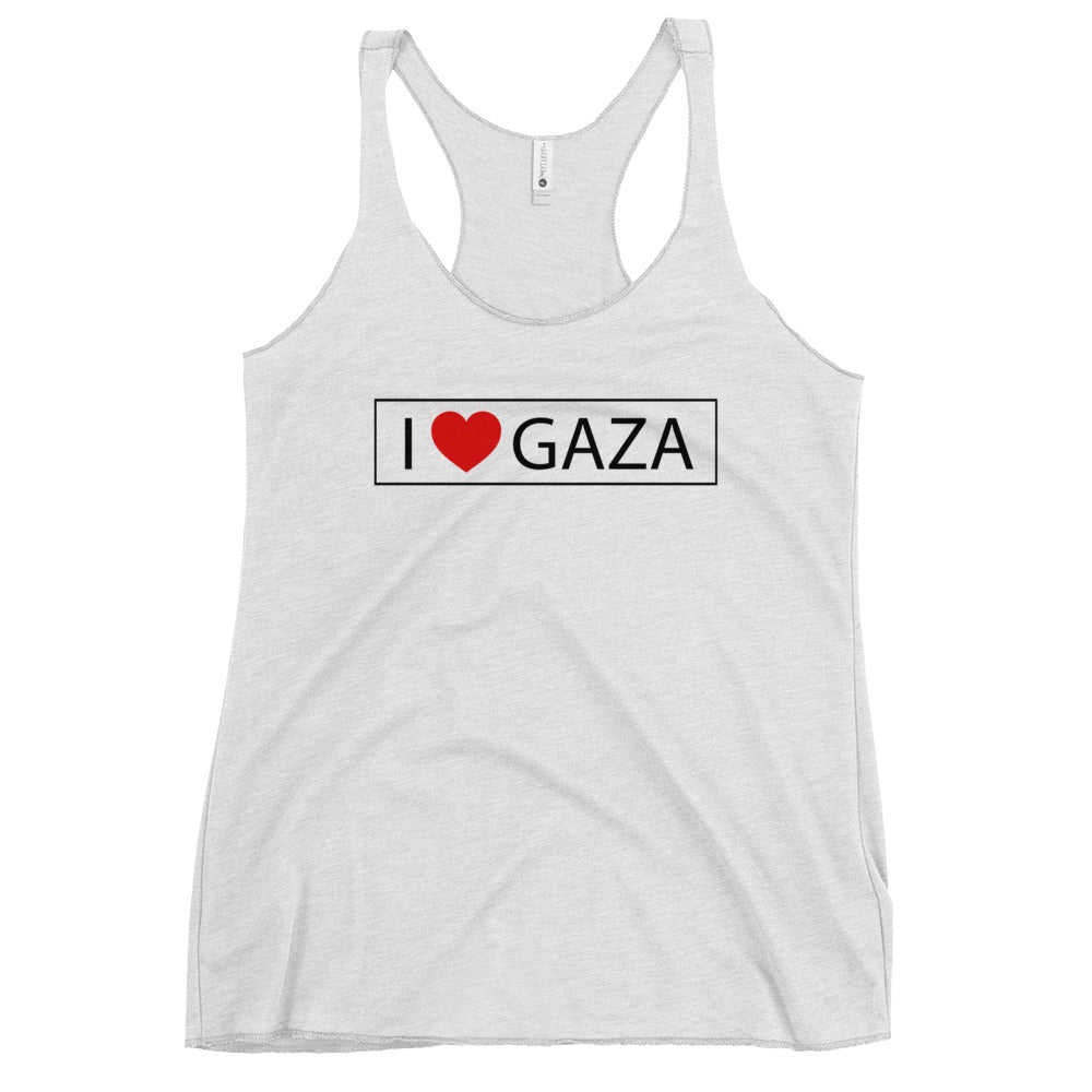 Women's Racerback Tank Next Level - I Love Gaza, Womens Racerback Tank Top Heather White