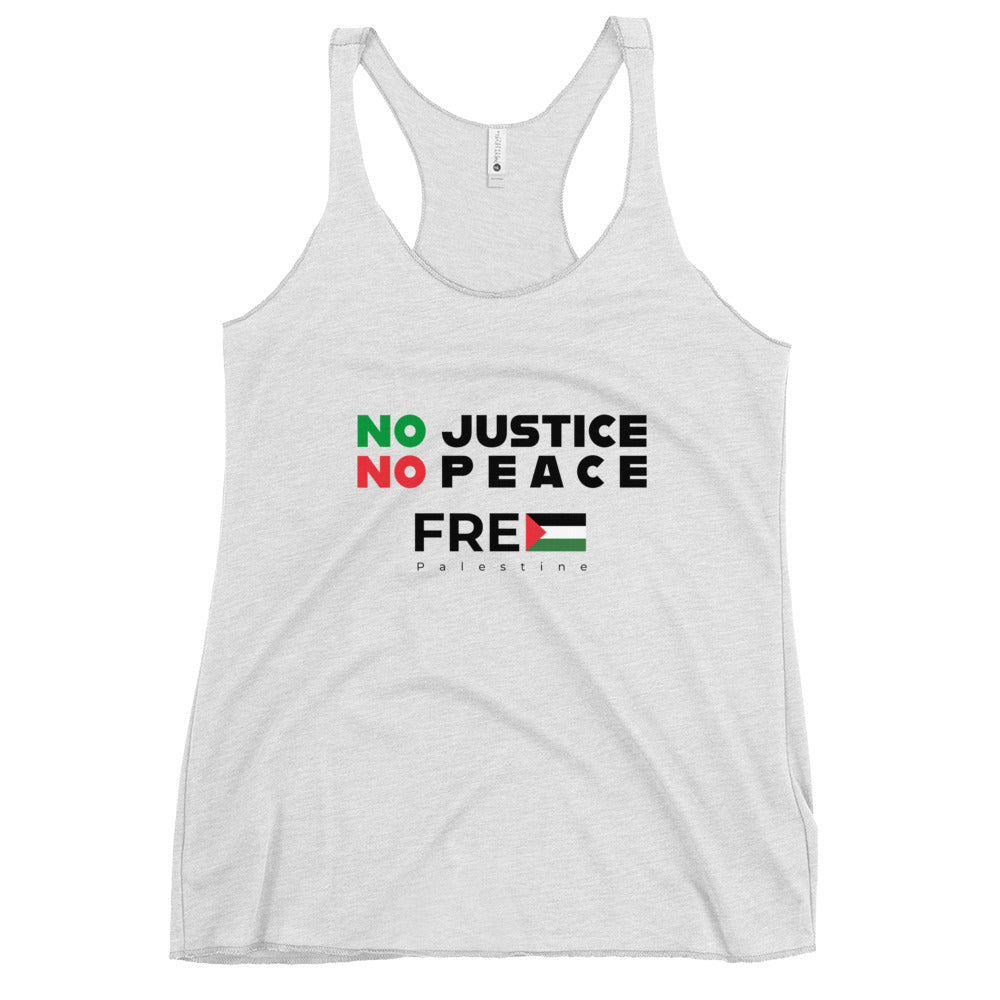 Women's Racerback Tank Next Level - No Justice No Peace, Womens Racerback Tank Top Heather White