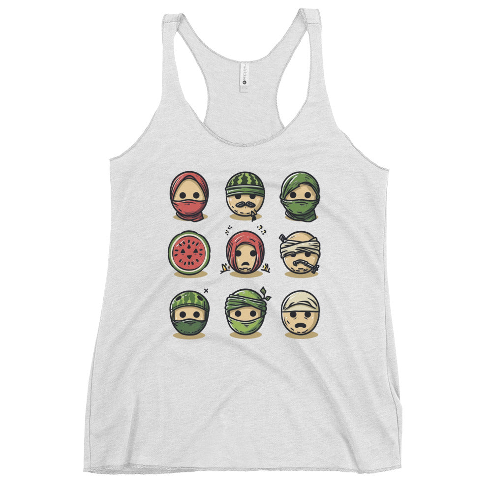 Women's Racerback Tank Next Level - Palestine Emoji, Womens Racerback Tank Top Heather White