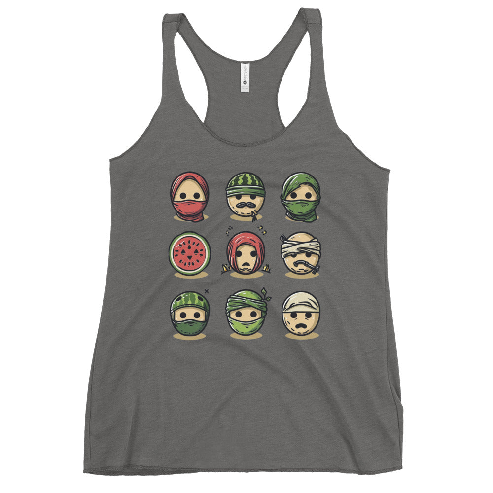 Women's Racerback Tank Next Level - Palestine Emoji, Womens Racerback Tank Top Premium Heather