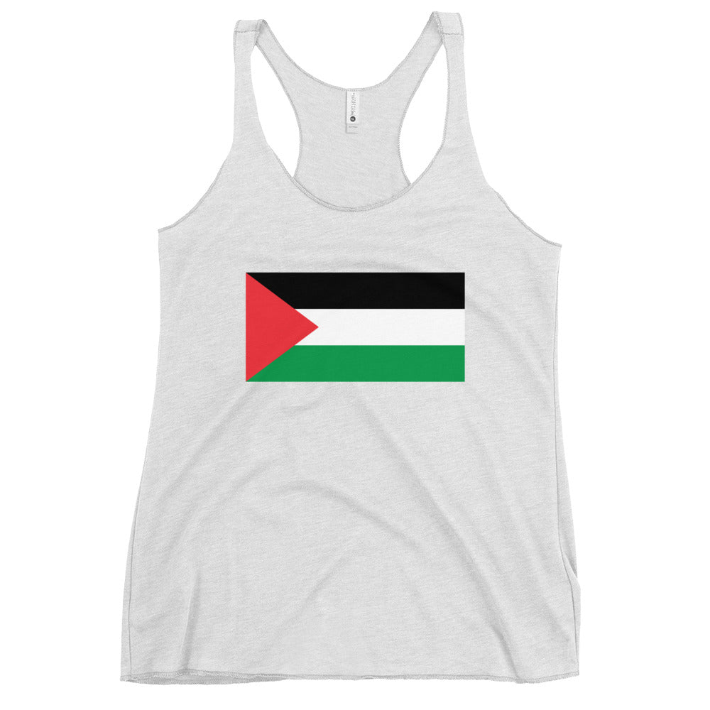Women's Racerback Tank Next Level - Palestine Flag, Womens Racerback Tank Top Heather White