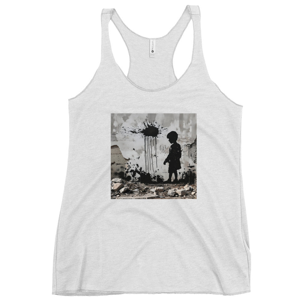 Women's Racerback Tank Next Level - Palestine Wall, Womens Racerback Tank Top Heather White