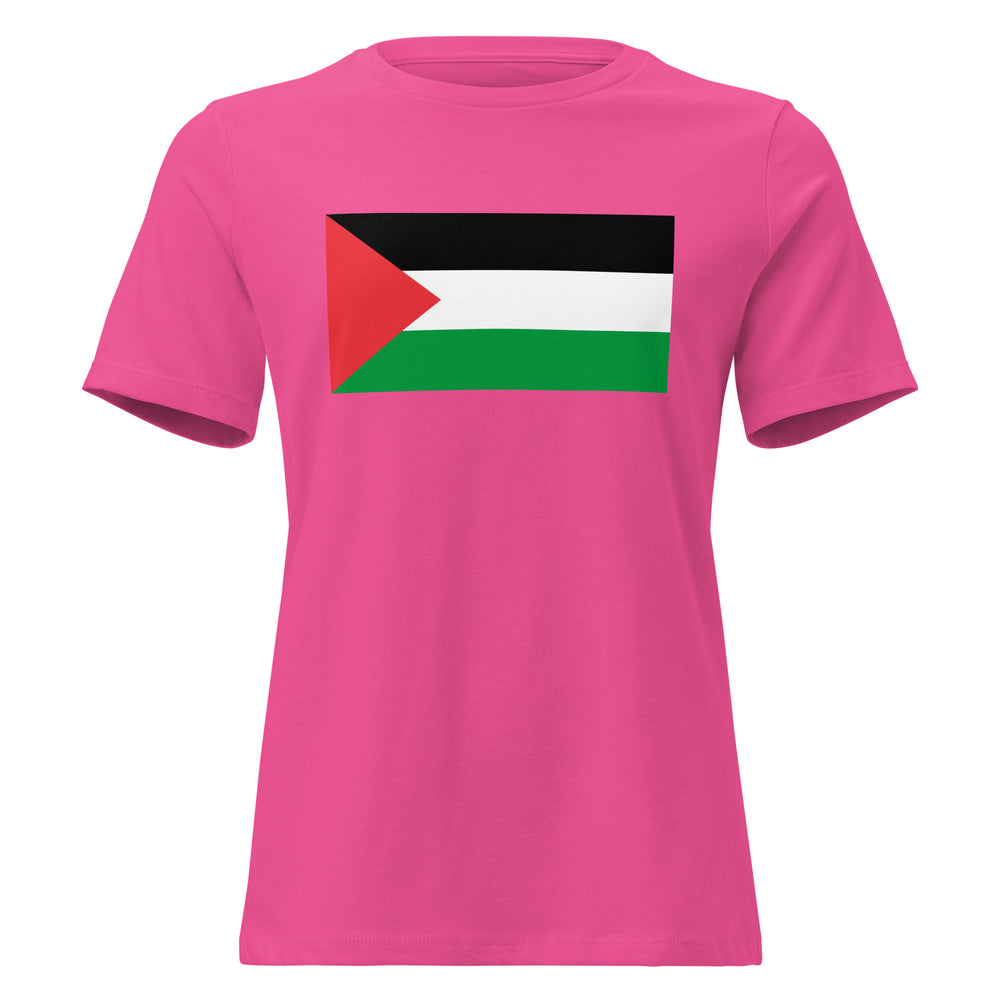 Women's Relaxed T-Shirt - Palestine Flag, Womens Relaxed T Shirt Berry