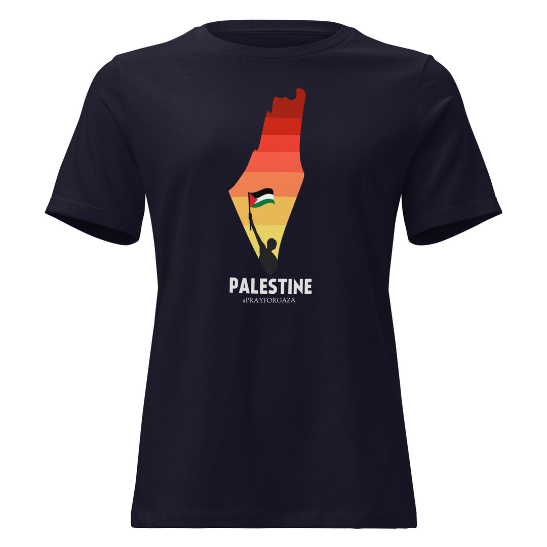 Women's Relaxed T-Shirt - Palestine Map, Womens Relaxed T Shirt Navy