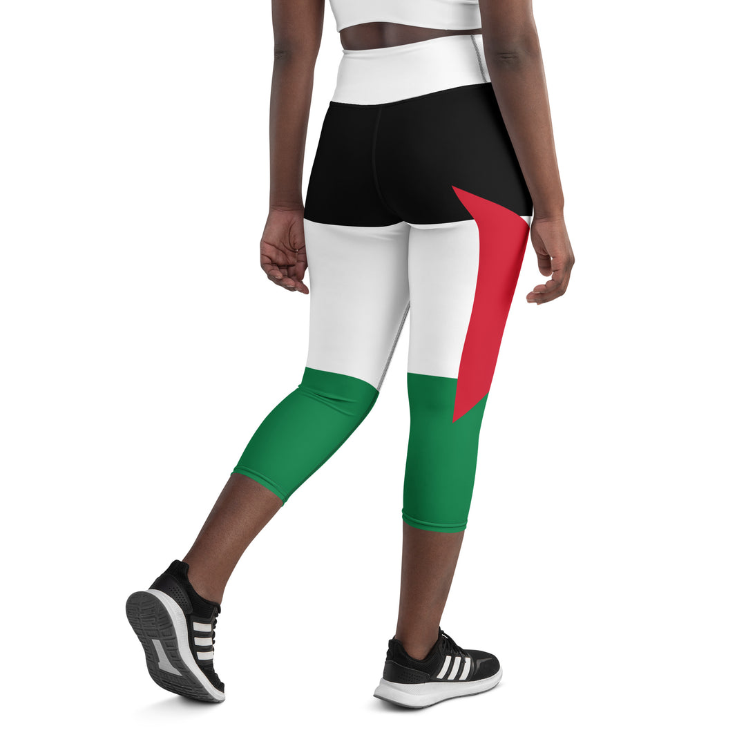 Yoga Capri Leggings - Palestine Flag, Capri Leggings White