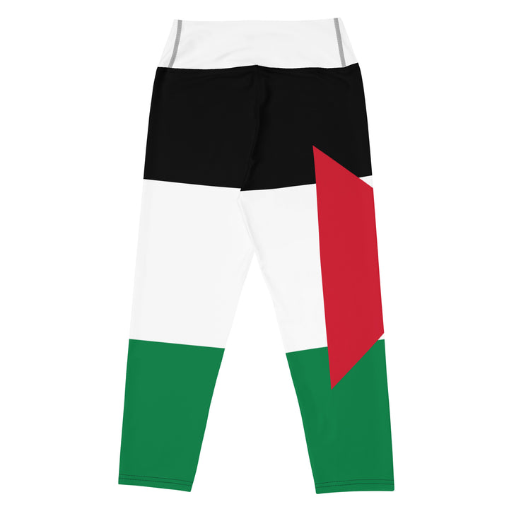 Yoga Capri Leggings - Palestine Flag, Capri Leggings White