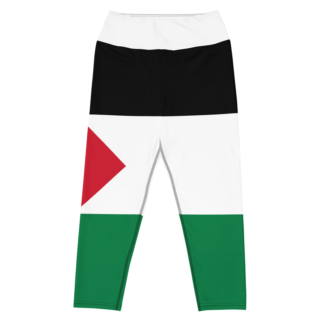 Yoga Capri Leggings - Palestine Flag, Capri Leggings White