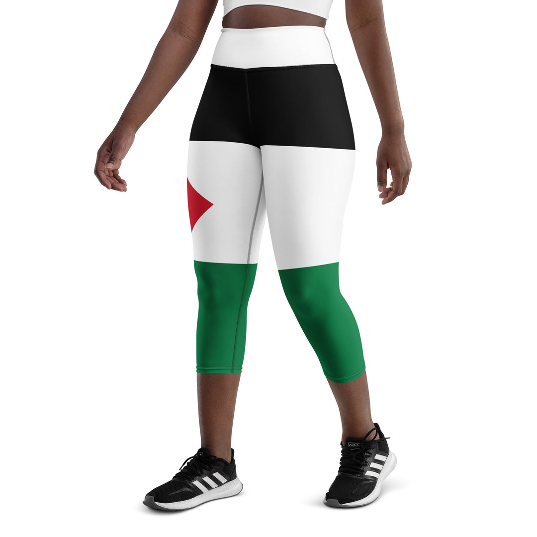 Yoga Capri Leggings - Palestine Flag, Capri Leggings White