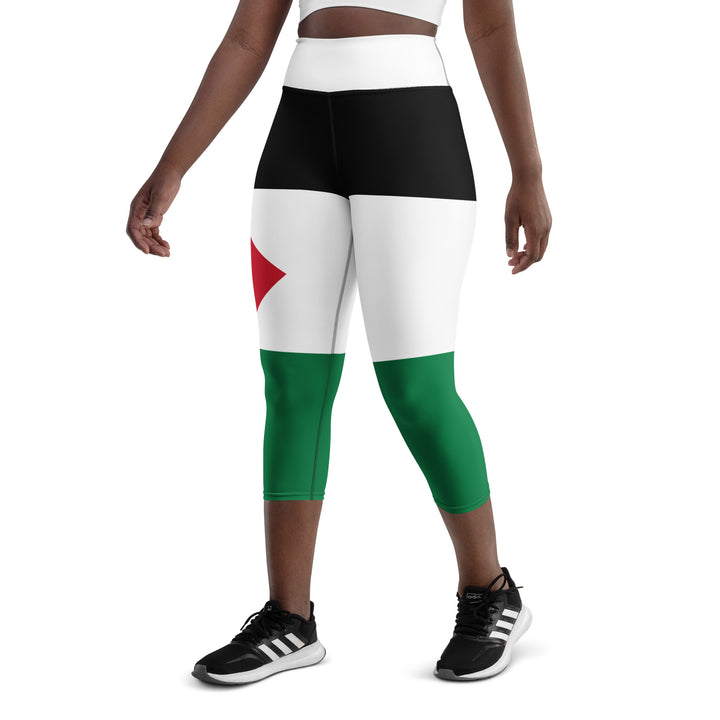 Yoga Capri Leggings - Palestine Flag, Capri Leggings White