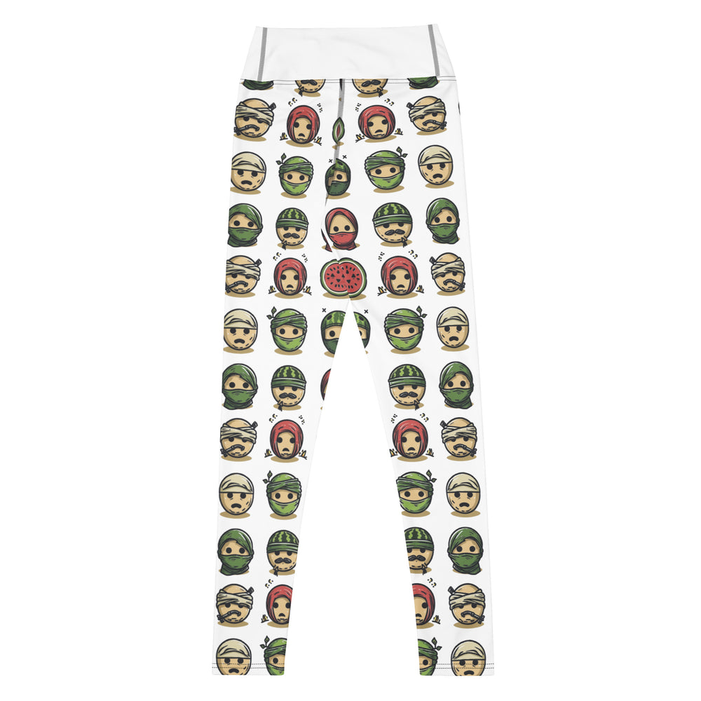 Yoga Leggings - Palestine Emoji, White