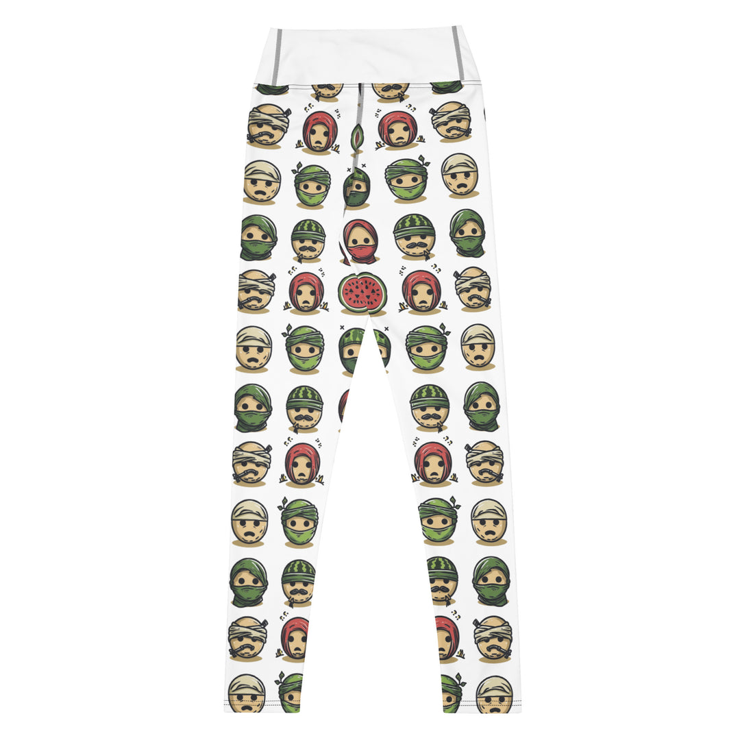 Yoga Leggings - Palestine Emoji, White