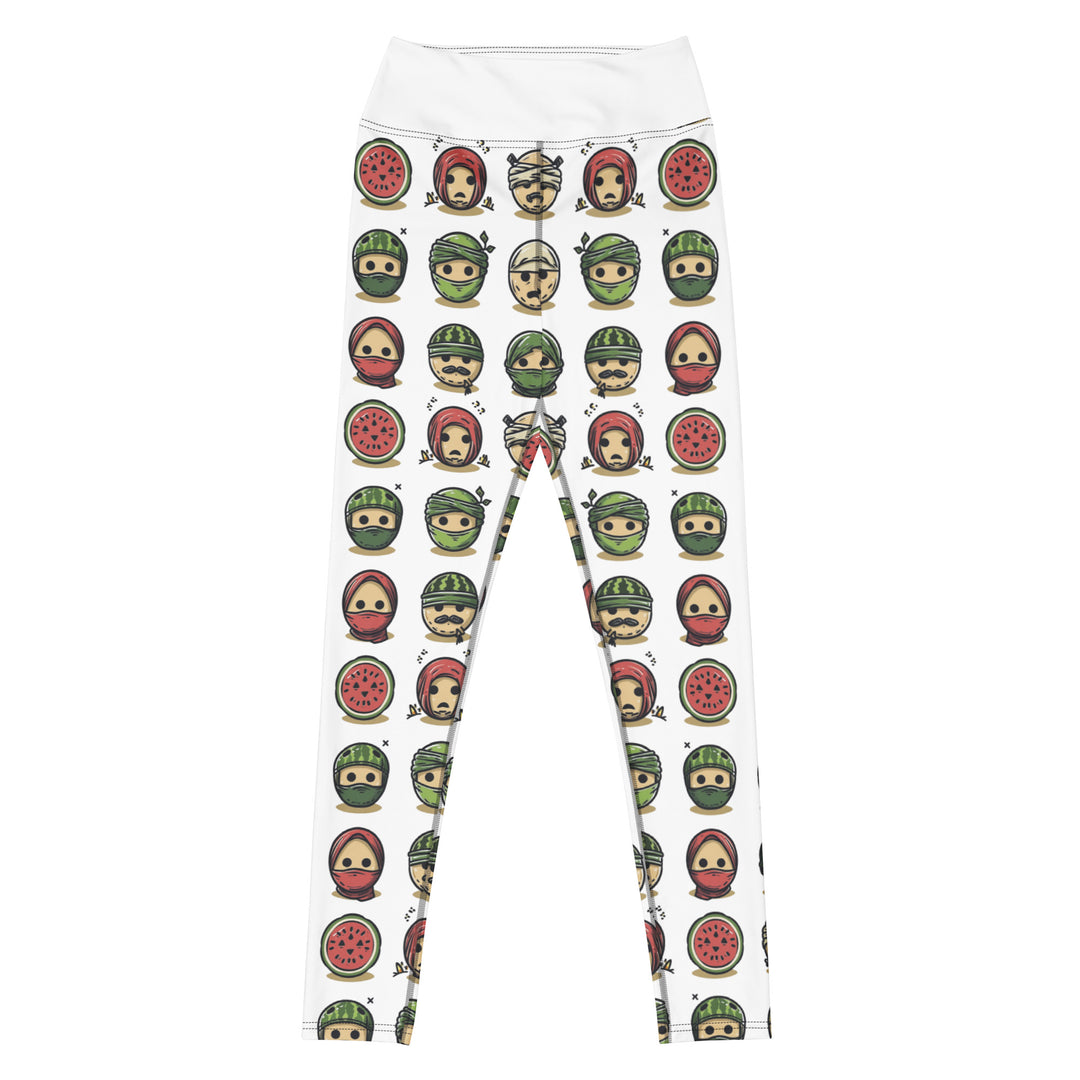 Yoga Leggings - Palestine Emoji, White
