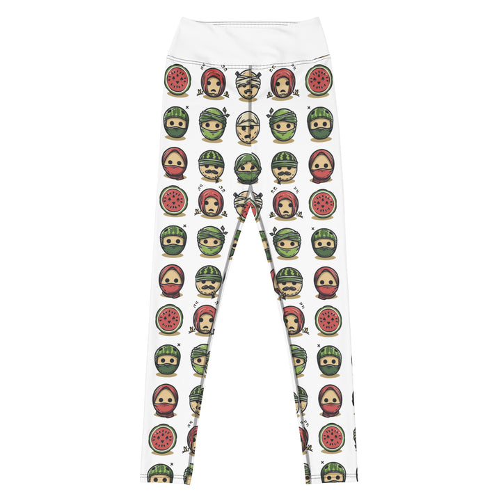 Yoga Leggings - Palestine Emoji, White
