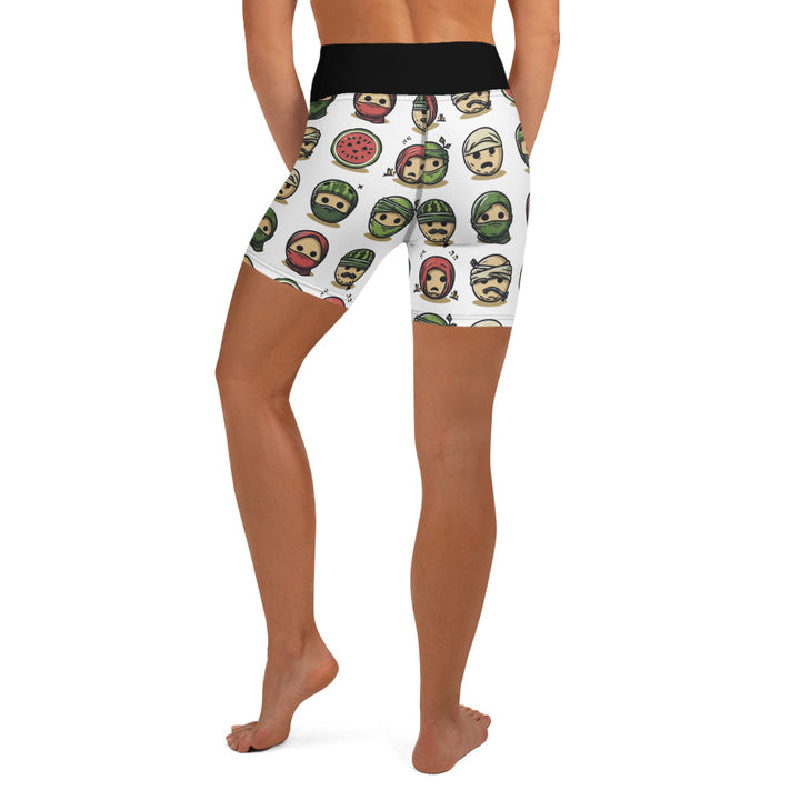 Yoga Shorts - Palestine Emoji, White