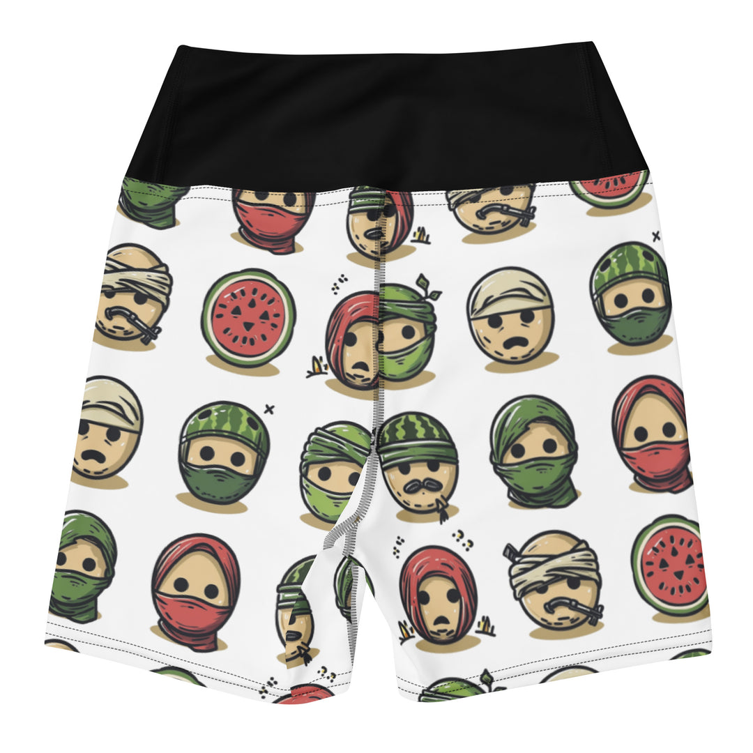 Yoga Shorts - Palestine Emoji, White