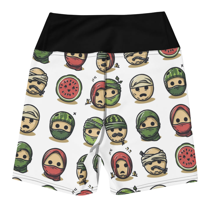 Yoga Shorts - Palestine Emoji, White