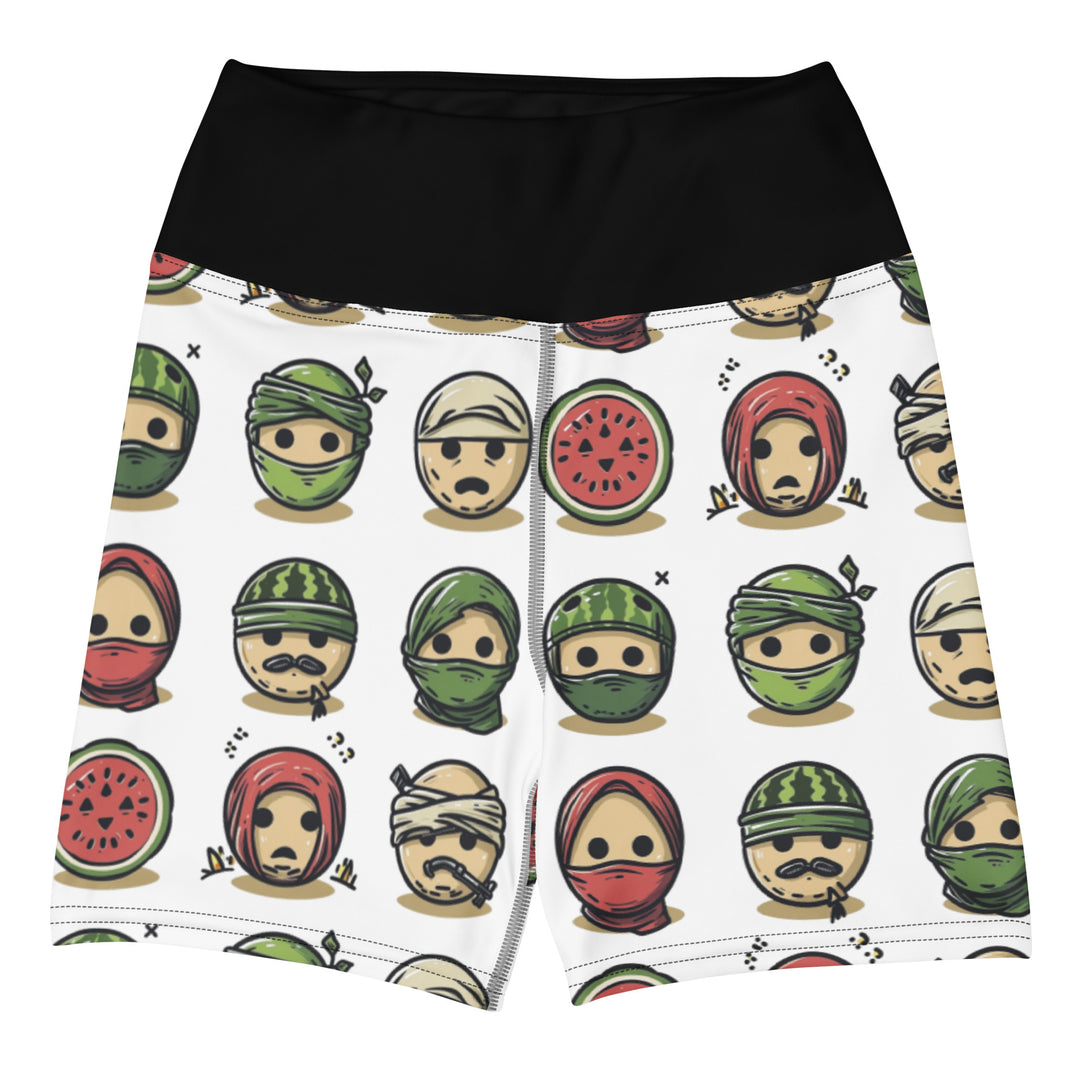 Yoga Shorts - Palestine Emoji, White