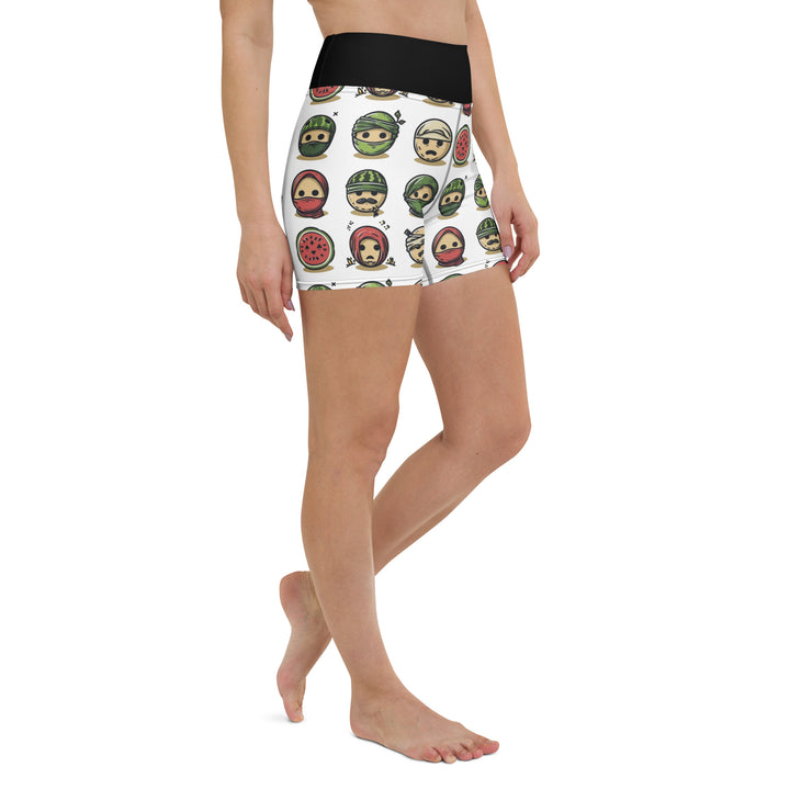 Yoga Shorts - Palestine Emoji, White