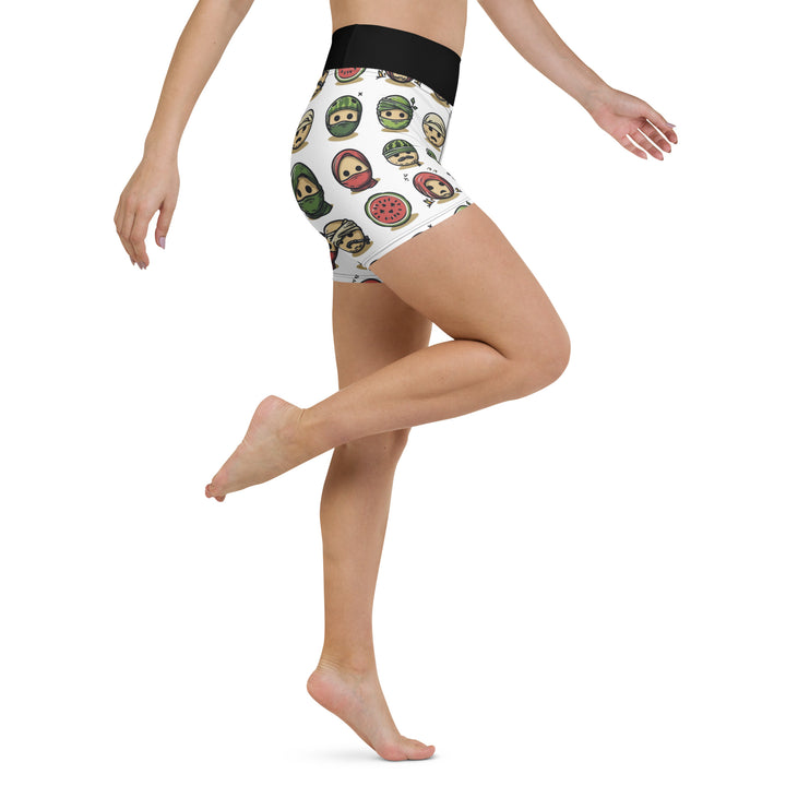 Yoga Shorts - Palestine Emoji, White