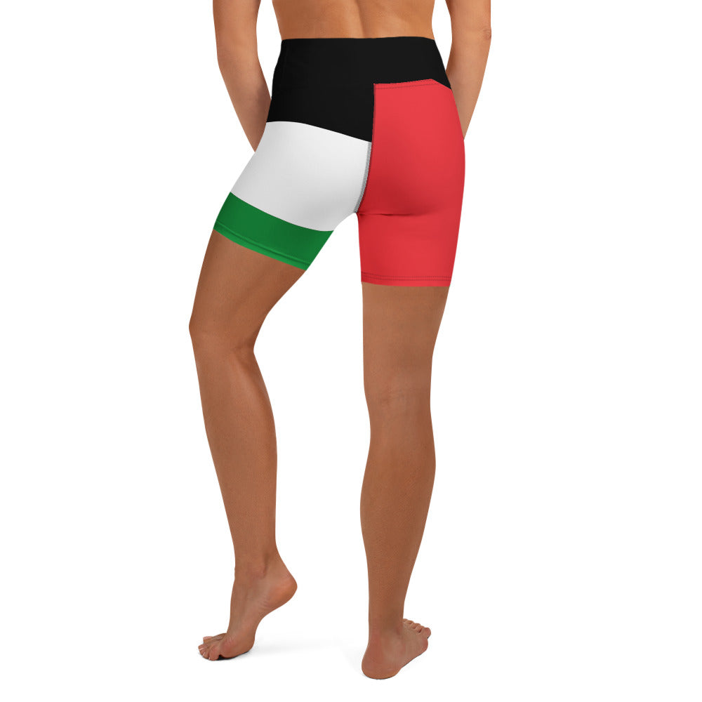 Yoga Shorts - Palestine Flag, White